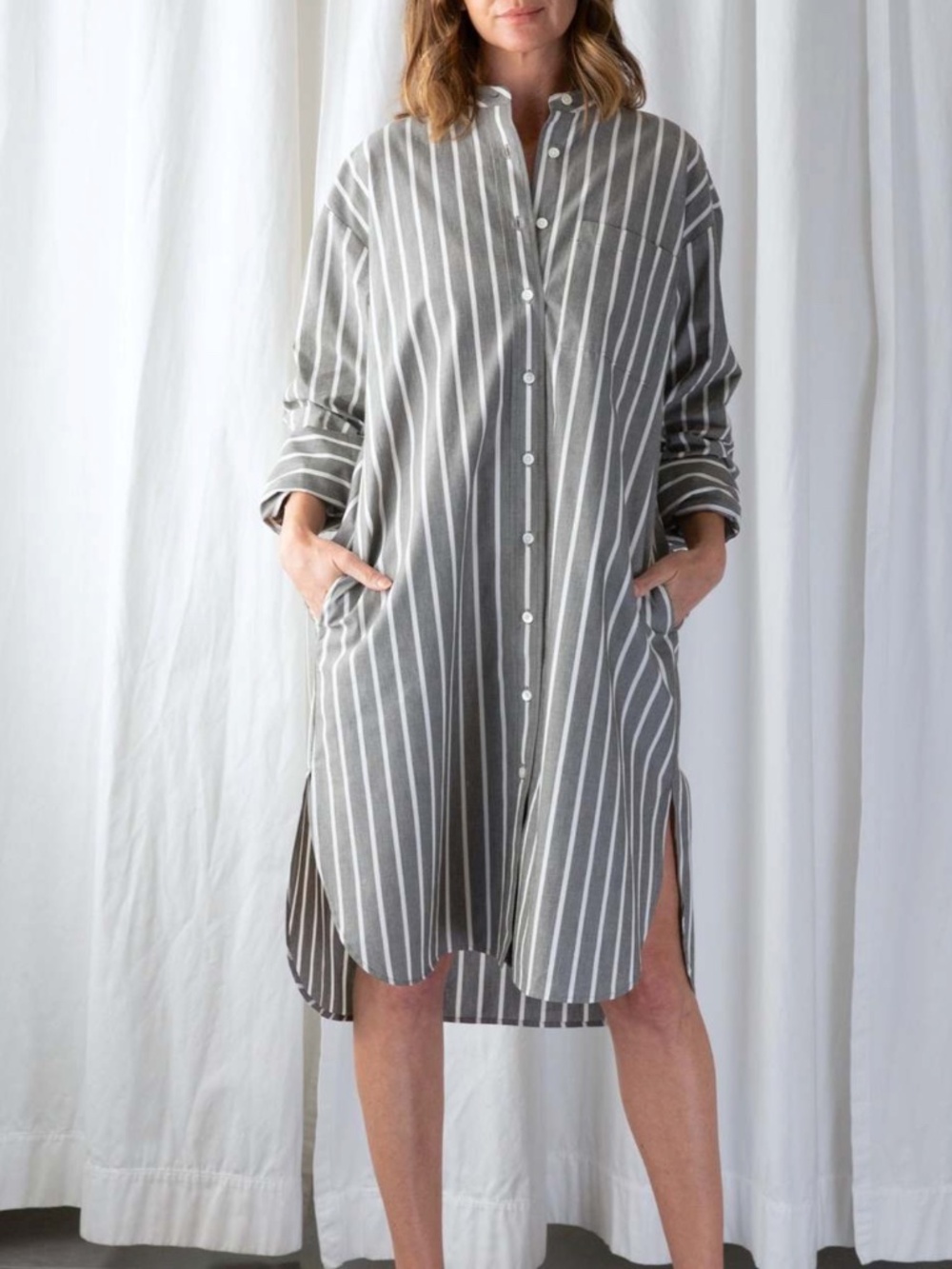 Closed. Striped Shirtdress in Washed Gray (NWT)